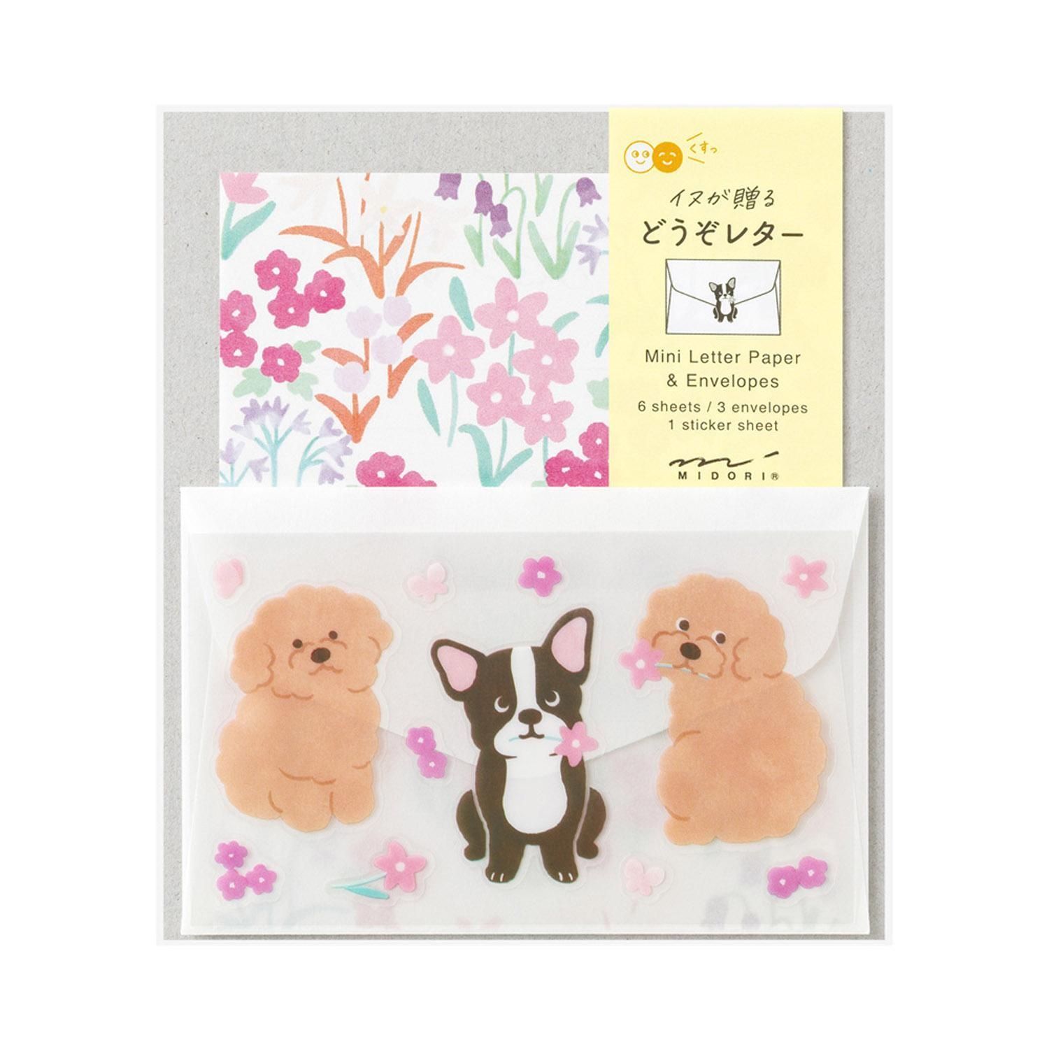 Mini set cartas y sobres con stickers dog Mini set cartas y sobres con stickers dog