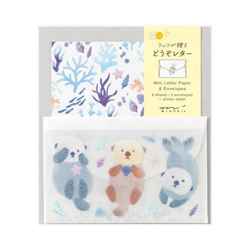 Mini set cartas y sobres con stickers nutrias