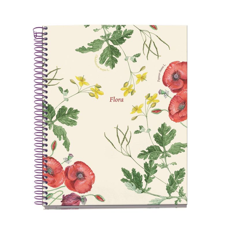 Cuaderno A5 100 Hojas Cuadrícula amapola botanical flora