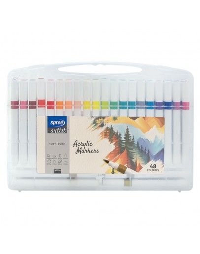 Rotuladores acrílicos punta de pincel 48 colores