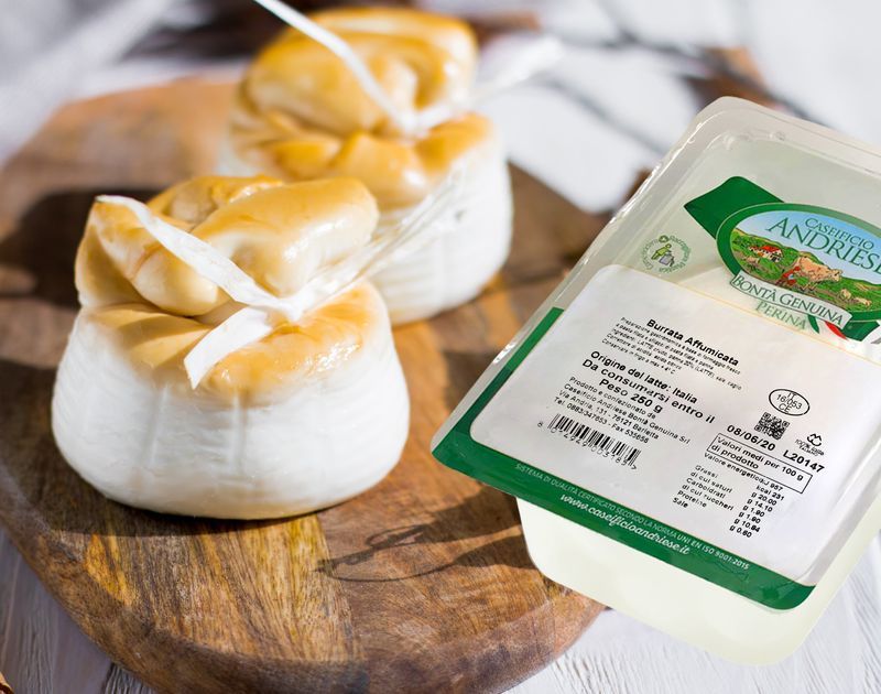BURRATINA AFFUMICATA VASCHETTA DA 250GR ANDRIESE CONFEZIONE DA 5 PEZZI
