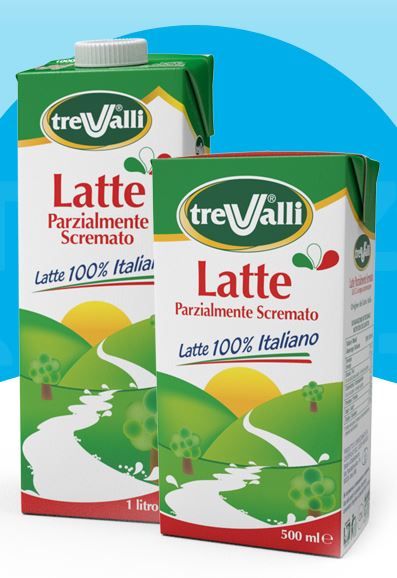 LATTE UHT PARZIALMENTE SCREMATO 1 LT TRE VALLI SCATOLA DA 12 LITRI