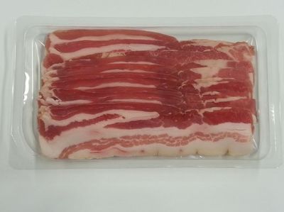 BACON AFFUMICATO A FETTE VASCHETTA DA 100GR SCATOLA DA 10 VASCHETTE GIGI