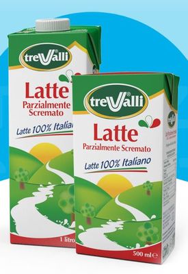 LATTE UHT PARZIALMENTE SCREMATO 1 LT TRE VALLI SCATOLA DA 12 LITRI