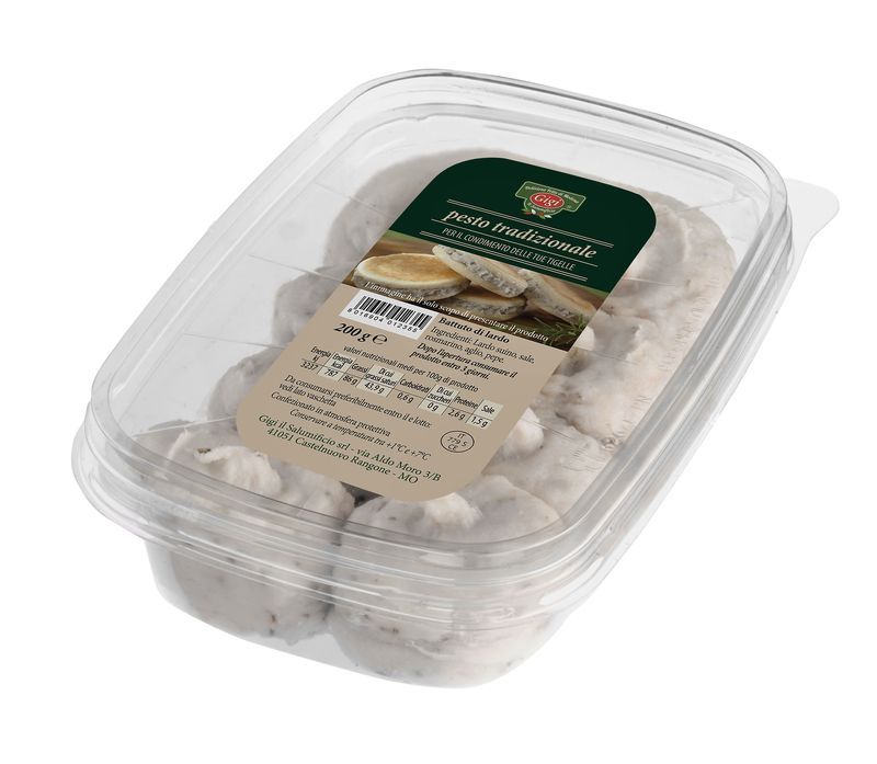 PESTO TRADIZIONALE IN VASCHETTA DA 200GR SCATOLA DA 10 VASCHETTE GIGI