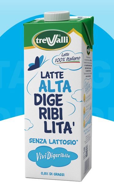 LATTE UHT ALTA DIGERIBILITA' SENZA LATTOSIO 1 LT TRE VALLI SCATOLA DA 6 LITRI