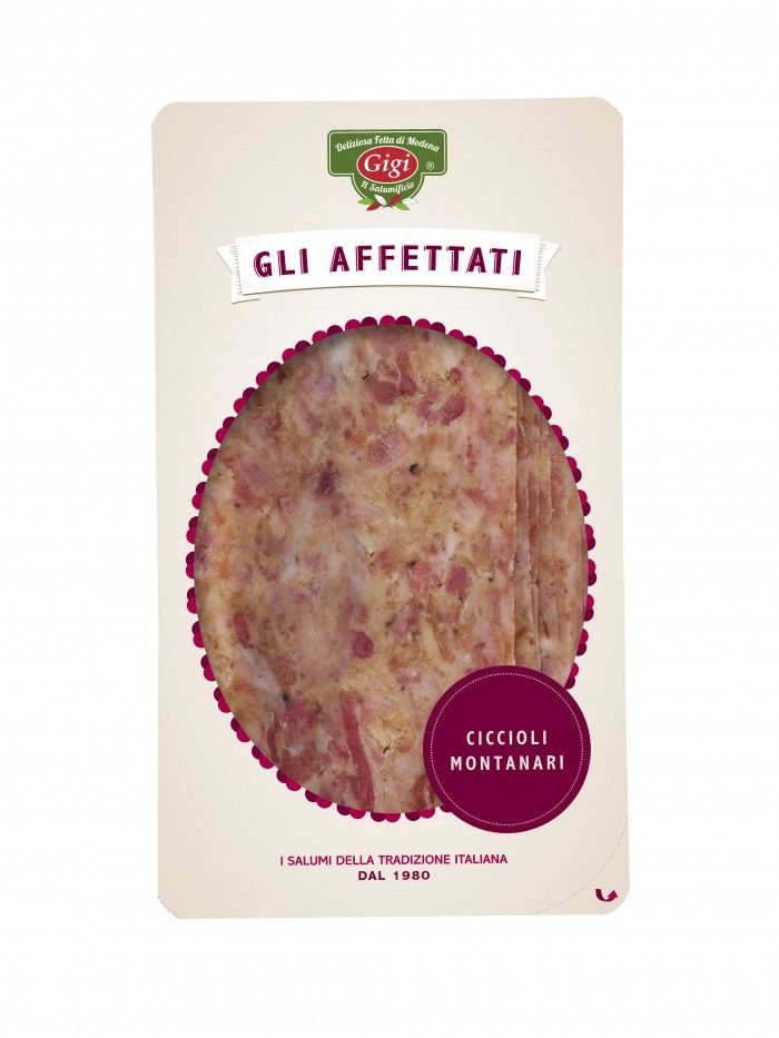 CICCIOLI TRADIZIONALI A FETTE VASCHETTA DA 125GR SCATOLA DA 15 VASCHETTE GIGI