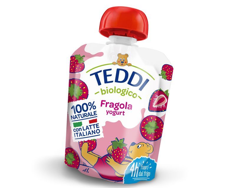 YOGURT BIOLOGICO ALLA FRAGOLA 85 GR POUCH TEDDI SCALDASOLE