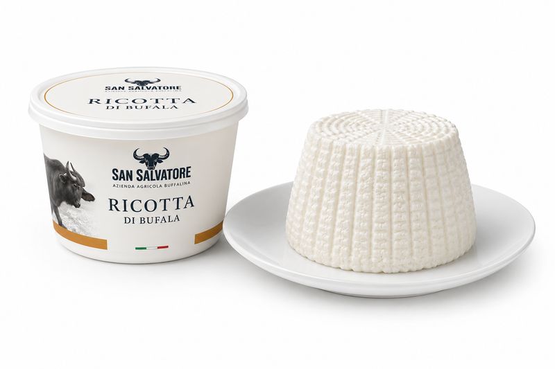 RICOTTA DI SIERO DI LATTE DI BUFALA CONFEZIONE DA 100GR X 2 SAN SALVATORE SCATOLA DA 8 CONFEZIONI