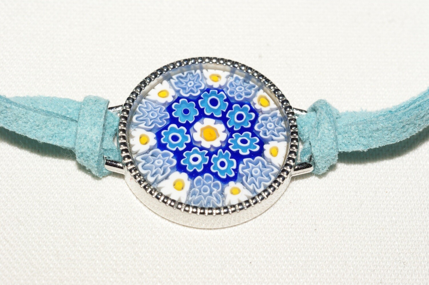 Armband Millefiori, türkisblau