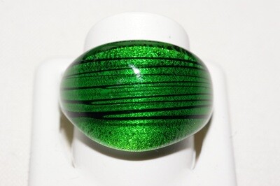 Ring Murano gewölbt, gestreift smaragdgrün/schwarz
