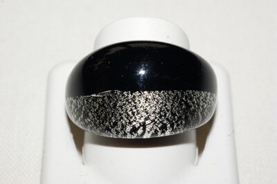 Ring Murano gewölbt, schwarz-silber