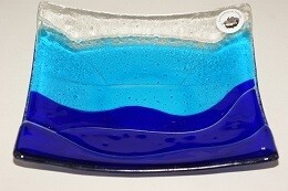 MG Dekor-Schale 22x22cm breit gewellt kobalt- türkisblau
