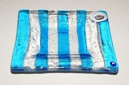 MG Dekor Schale 12x12cm gestreift türkisblau-krystall