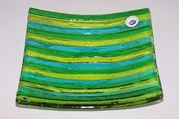 MG Dekor-Schale 22x22cm gestreift grün