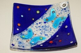 MG Dekor-Schale 18x18cm Schmetterling kobaltblau