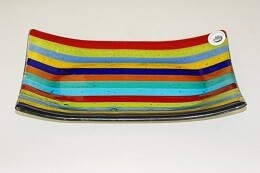 MG Dekor Schale 23x15cm gestreift multicolor