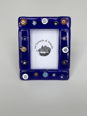 Photo frame Murano glass H8cm, W6.5cm cobalt blue