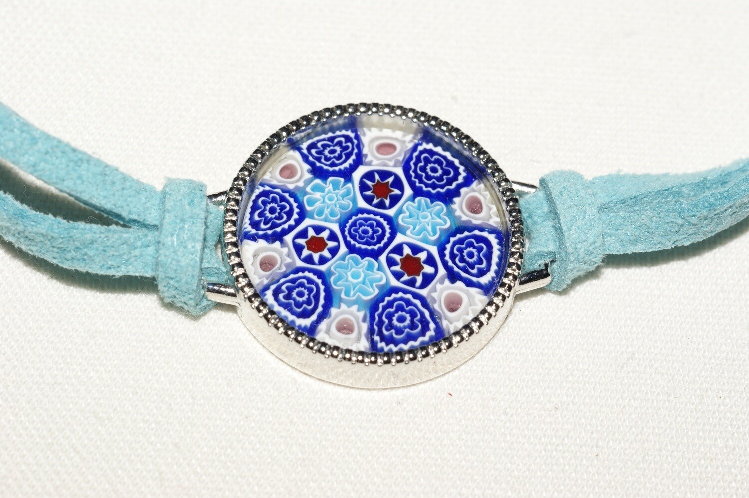 Armband Millefiori, türkisblau