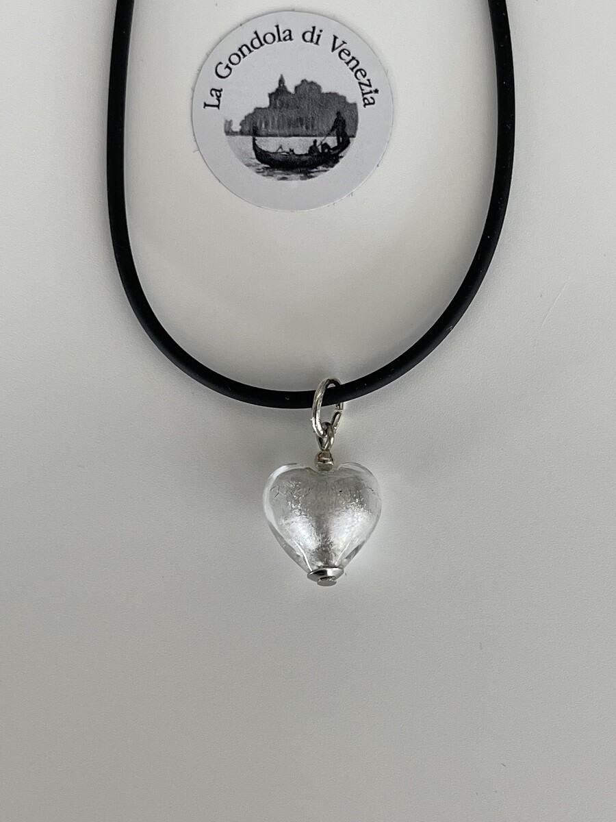 Collier Kautschuk mit Murano Anhänger Herz 12mm