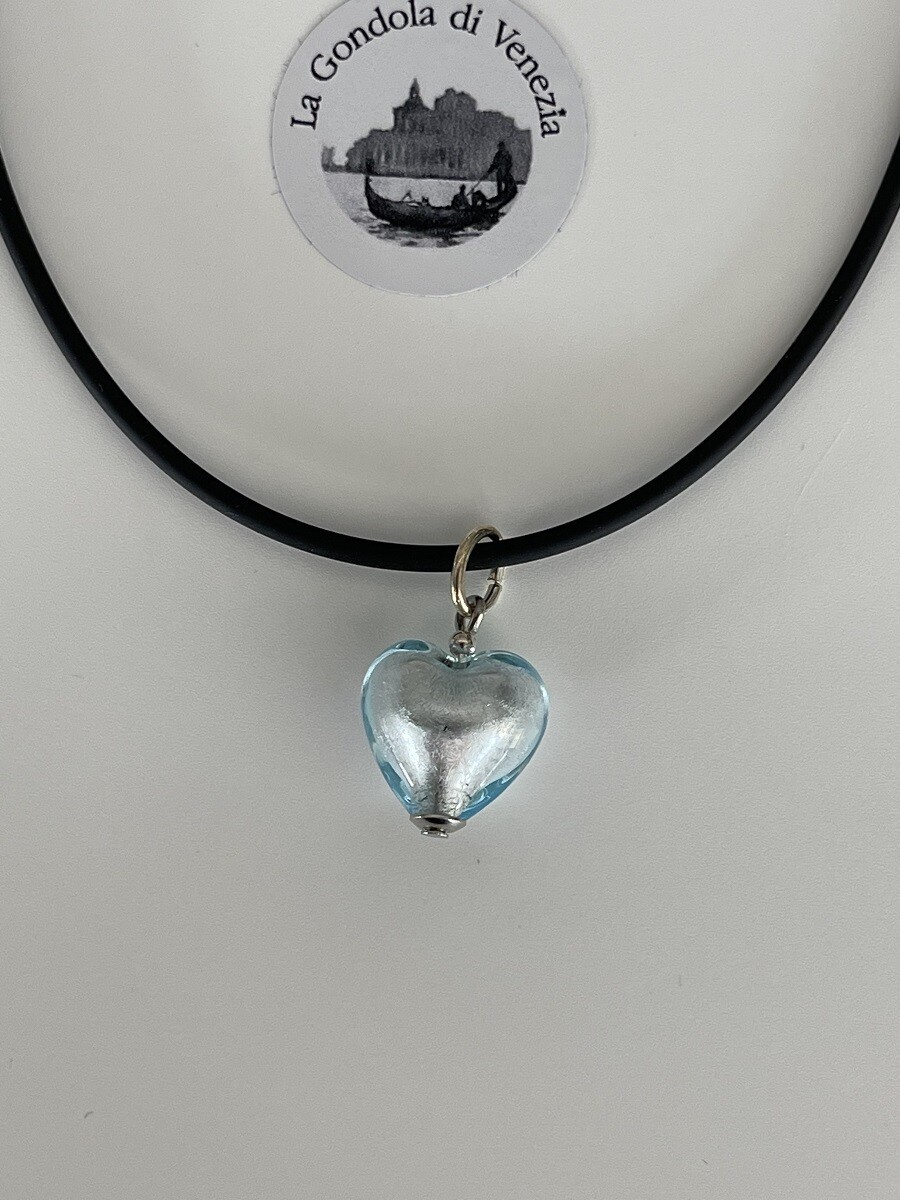 Collier Kautschuk mit Murano Anhänger Herz 12mm