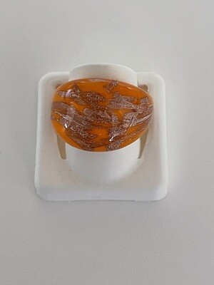 Ring Murano gewölbt, orange/Aventurin braun