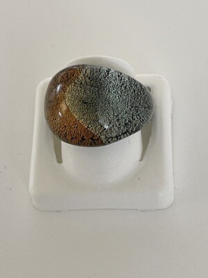 Ring Murano gewölbt; multicolor bernstein/silbergrau