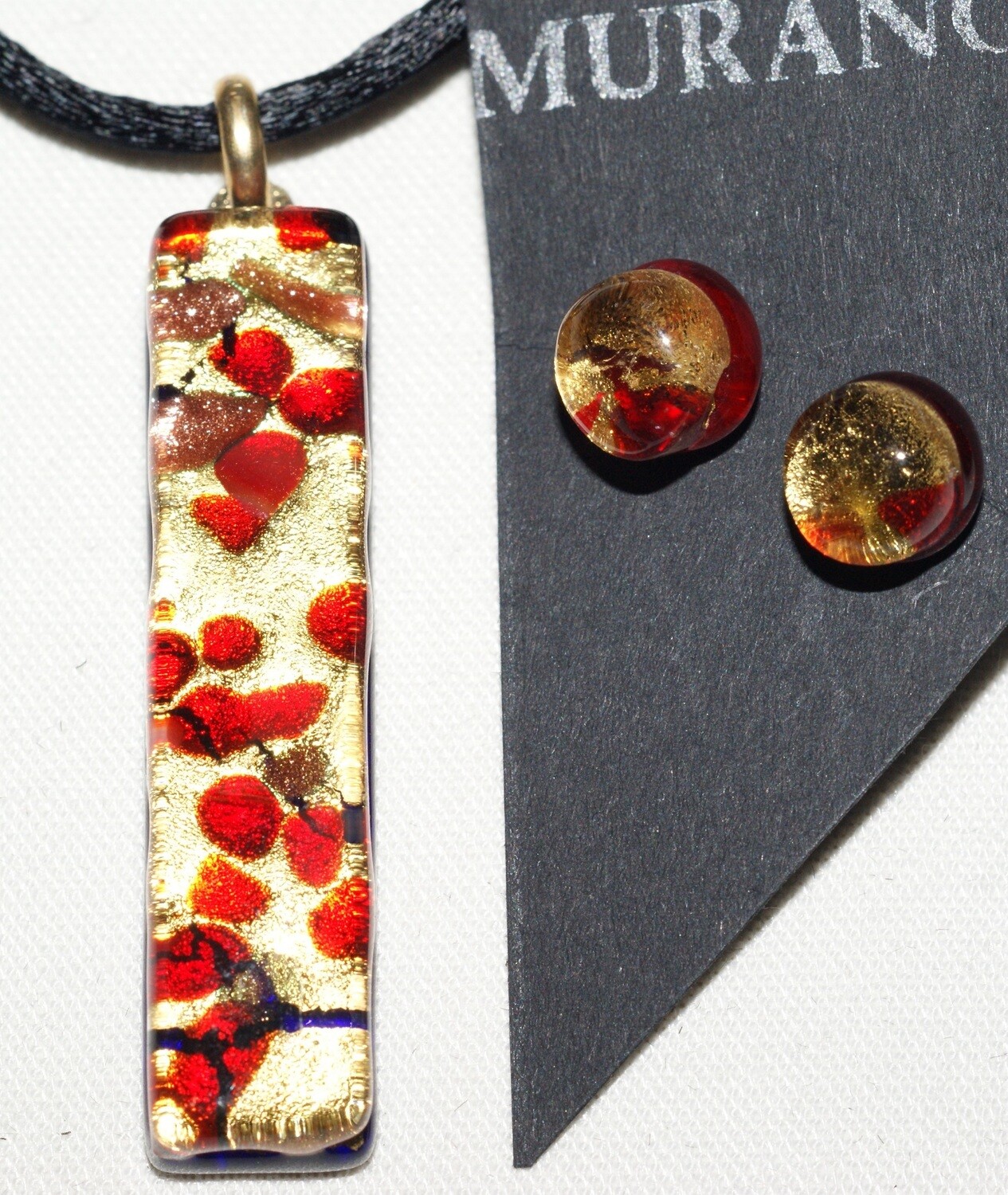 Set POA pendant 1x4.5cm / Earrings gold-ruby red