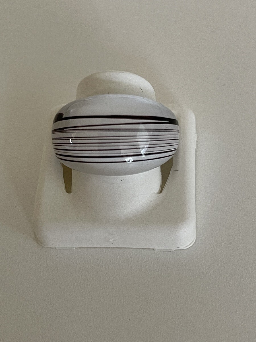 Ring Murano domed, striped white/black