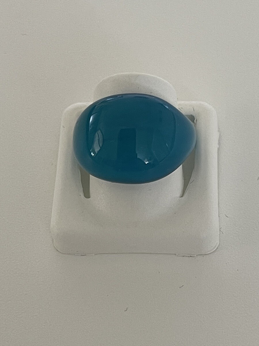 Ring Murano domed, color turquoise blue light