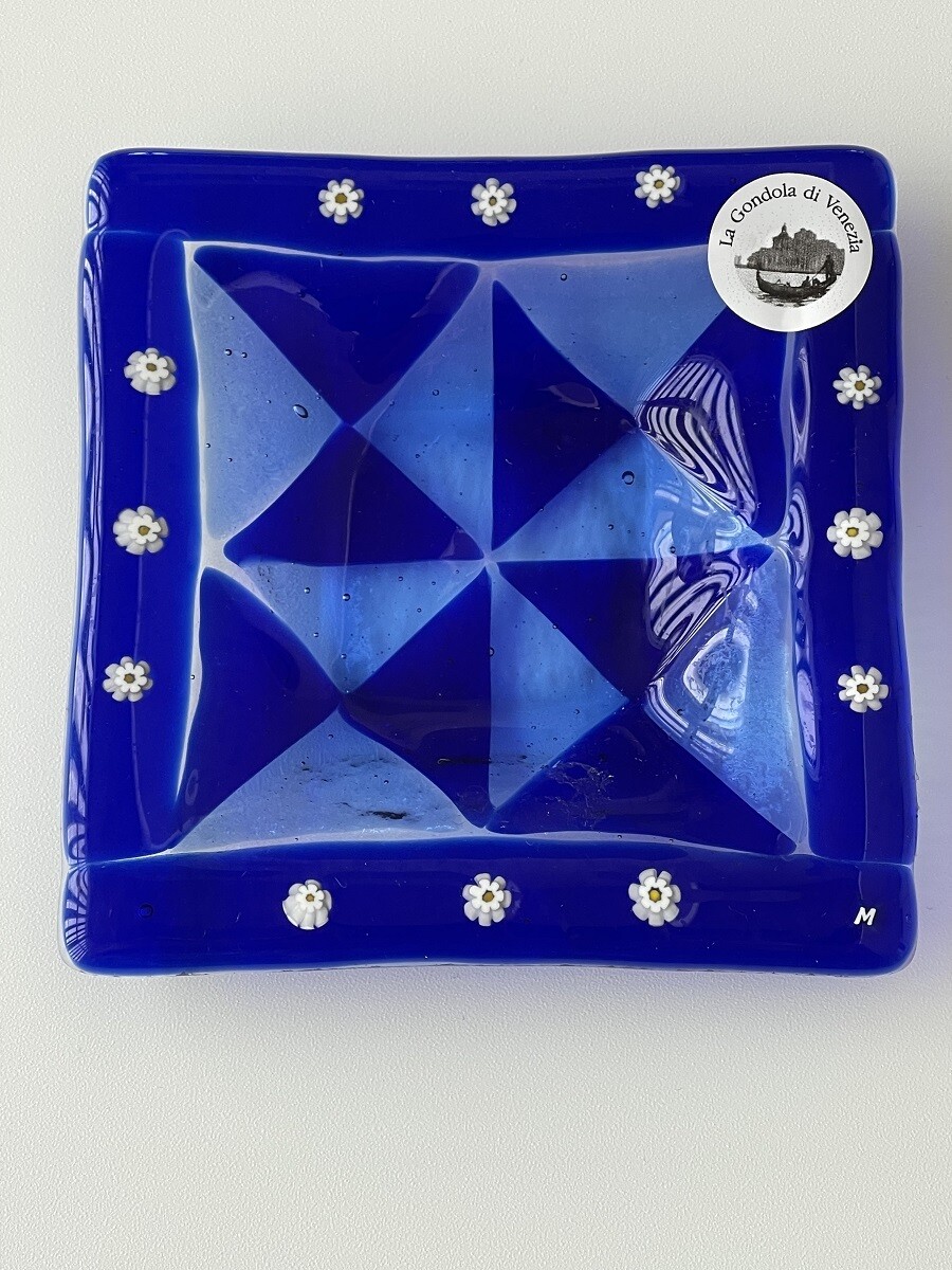 Murano Glas Schale 12x12cm Stern blau