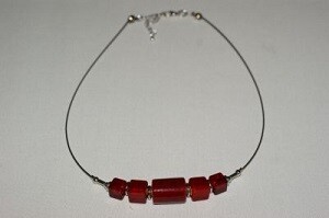 Necklace Gondola Cylindro 20x12mm ruby red