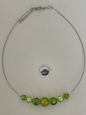Necklace GdV 7 balls 14-12-10-8mm light green