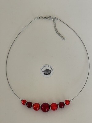 Necklace GdV 7 balls 14-12-10-8mm ruby / fire red