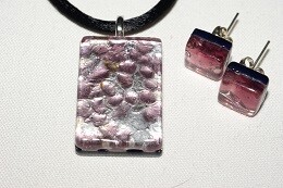 Set POA pendant 2x3cm / Earrings silver-lilac