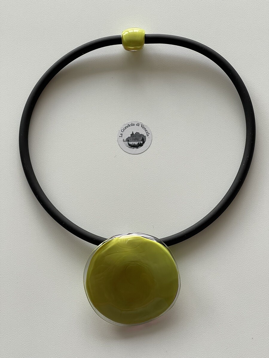 Necklace GREENDESI pendant 55mm, avocado green