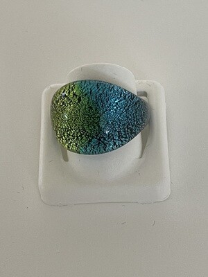 Ring Murano gewölbt, multicolor hellgrün/türkisblau