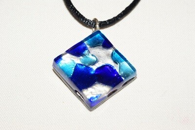 Set POA pendant 2x2cm / earrings silver-turquoise-cobalt blue