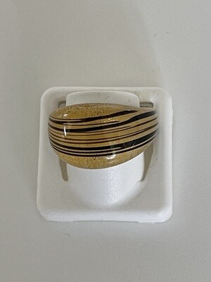 Ring Murano domed, striped gold/black