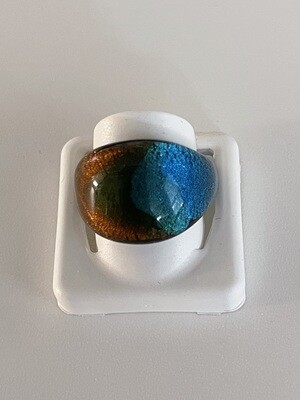 Ring Murano gewölbt, multicolor türkisblau/bernstein