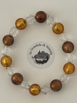 Bracelet Ball MG 10mm walnut/amber 18 +21 cm