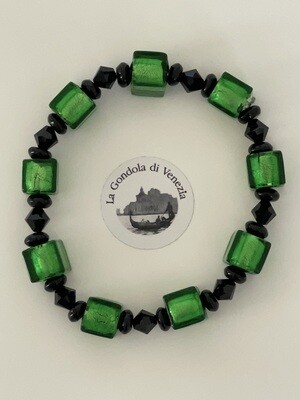 Bracelet cubes 8mm, emerald green, 19cm