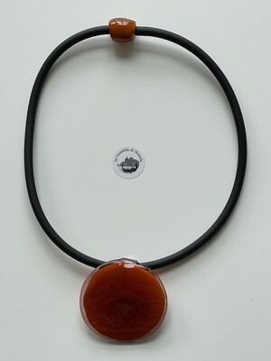 Necklace GREENDESI pendant 55mm, autumn-reddish brown
