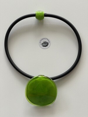 Necklace GREENDESI pendant 55mm, lime green