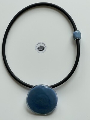 Necklace GREENDESI pendant 55mm, blue-grey
