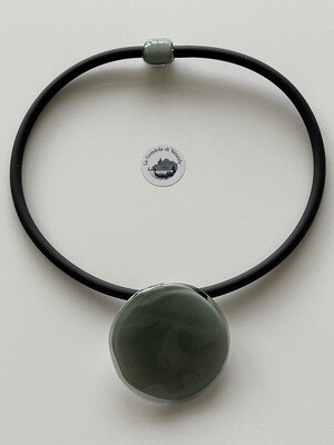 Necklace GREENDESI pendant 55mm, silver-grey dark