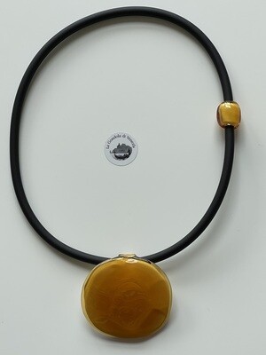 Necklace GREENDESI pendant 55mm, autumn yellow