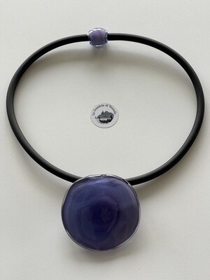 Necklace GREENDESI pendant 55mm, iris blue