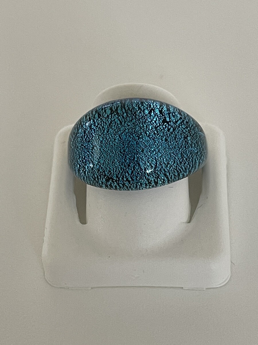 Ring Murano domed, turquoise