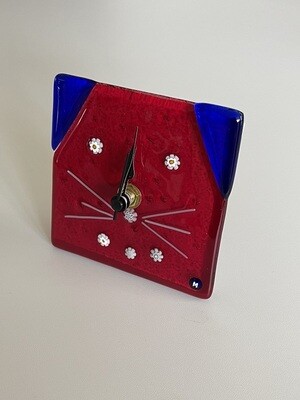 Uhr Murano 10x10cm Katze